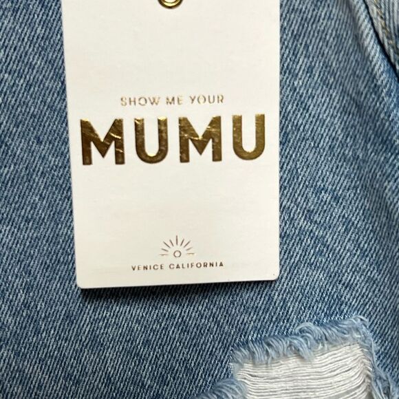 NWT Revolve Show Me Your MuMu Philly Pinch Waist Didtressed Jean Shorts Sz 26 - Picture 6 of 7